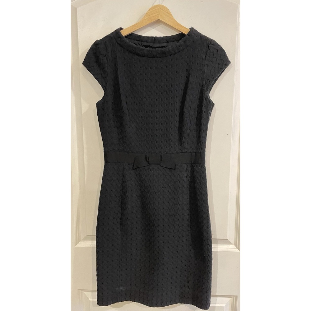 Milly New York Vintage Black Dress Bow‎ Cap Sleeve Size 4
